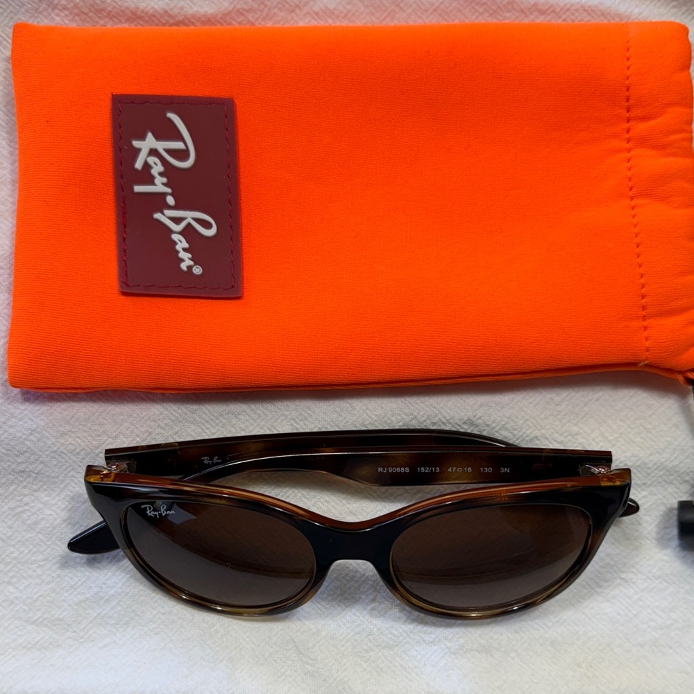 Ray-Ban Tortoise Sunglasses Kids with Vibrant Orange Case